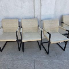 Modern Beige Faux Leather Set of 4 Dining Chairs. Excellent Condition