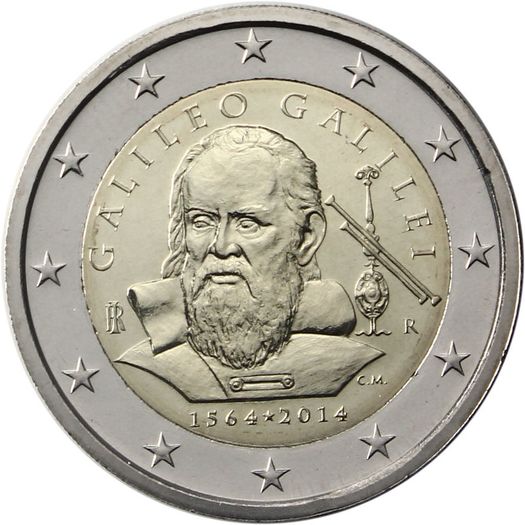 Italy 2 Euro Commemorative Coin 2014 - 450th anniversary of Galileo Galilei. Uncirculated