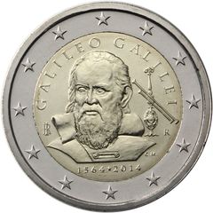 Italy 2 Euro Commemorative Coin 2014 - 450th anniversary of Galileo Galilei. Uncirculated