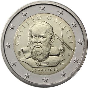 Italy 2 Euro Commemorative Coin 2014 - 450th anniversary of Galileo Galilei. Uncirculated