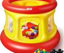 3-in-1 Inflatable Bounce House for Toddlers Under 4, Beautiful & Safe Bouncer with Ball Pit & Trampoline, Indoor/Outdoor Play Yard with Air Pump