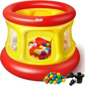 3-in-1 Inflatable Bounce House for Toddlers Under 4, Beautiful & Safe Bouncer with Ball Pit & Trampoline, Indoor/Outdoor Play Yard with Air Pump