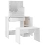 Dressing Table Set with LED High Gloss White Engineered Wood Image 6
