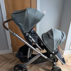 Uppababy Vista Emmett Green Double Buggy with Bassinet Adapters Raincovers and Insect nets
