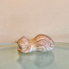 Vintage Joan Doherty Raku Cat Sculpture, Irish Pottery Design