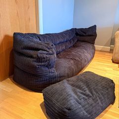 Lounge Pug 3 Seater Bean Bag Sofa with Footstool