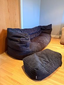Lounge Pug 3 Seater Bean Bag Sofa with Footstool