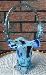Murano Art Glass Thorn Handle Basket