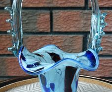 Murano Art Glass Thorn Handle Basket