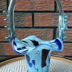 Murano Art Glass Thorn Handle Basket