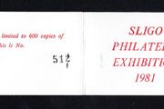 1981 Ireland Sligo Philatelic Society Exhibition Booklet containing 2X 19p An Oige Commentative stamps &amp; 2X1/2p &amp; 1X1p pange of 6 gerl definitive stamps Mint Never Hinged (MNH) no 512
