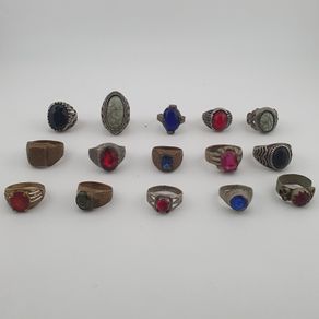 Antique Mix Rings Treasure 15 Assorted Brass Designs