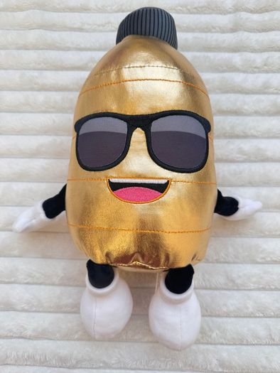 Gold Energy Drink Metallic Plush approx. 30 cm. Used Please see photos