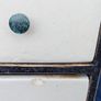 Small vintage wooden storage unit with heavy ceramic drawers with brass knobs Image 6