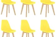 Dining Chairs 6 pcs Yellow Plastic