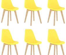 Dining Chairs 6 pcs Yellow Plastic