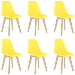 Dining Chairs 6 pcs Yellow Plastic