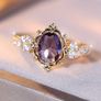 Vintage Style Amethyst Stone Crystals Gold Tone Ring Image 2