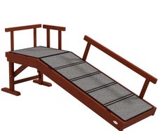 Wooden Dog Ramp with Removable Guardrails, Non-Slip Surface, 125 cm Long, Brown