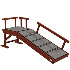 Wooden Dog Ramp with Removable Guardrails, Non-Slip Surface, 125 cm Long, Brown