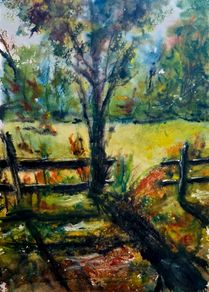 walk in the evening watercolour