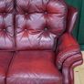 Deep-Red Leather Three Seater Image 6