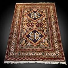 Vintage Turkish Hand Knotted Kars Kazak Rug