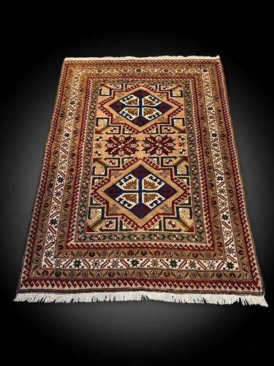 Vintage Turkish Hand Knotted Kars Kazak Rug