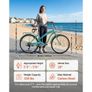 Women Bike, 66cm Beach Cruiser Bike, 7-Speed Adult City Bicycle with Carbon Steel Frame, 150kg Capacity, Basket, Rear Rack & Dual V-Brakes, Light Green Image 4