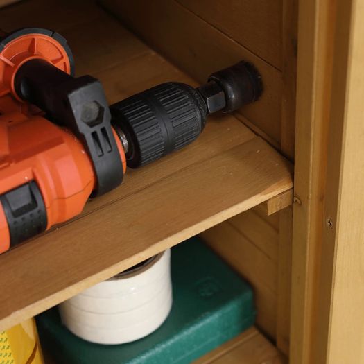 Garden shed garden cabinet 3 shelves 2 doors galvanized sheet metal waterproof roof pine wood 75 x 40 x 90 cm yellow