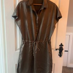Parfois Khaki Satin Dress with pockets - Size 12 worn once