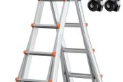 Telescoping Ladder A Frame, 15.5 FT Compact Aluminum Extension Ladder, Multi-Function Portable Collapsible RV Ladder, Telescopic Ladder for Homework Stairs Indoor Outdoor Roof, 330lb Load