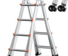 Telescoping Ladder A Frame, 15.5 FT Compact Aluminum Extension Ladder, Multi-Function Portable Collapsible RV Ladder, Telescopic Ladder for Homework Stairs Indoor Outdoor Roof, 330lb Load