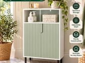 Modern Sage Green Storage Cabinet with Doors  60cm Freestanding