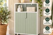 Modern Sage Green Storage Cabinet with Doors  60cm Freestanding
