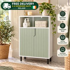 Modern Sage Green Storage Cabinet with Doors  60cm Freestanding