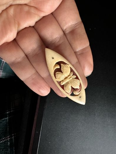 Vintage Hand Carved Floral Brooch