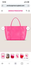Anxious preoccupied handbag mid tote zipped bag neon pink
