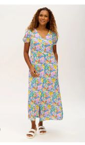 Sugarhill maxi dress button down front , tie back