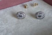 Pandora Silver and white crystal earrings very good condition