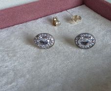 Pandora Silver and white crystal earrings very good condition
