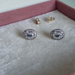 Pandora Silver and white crystal earrings very good condition