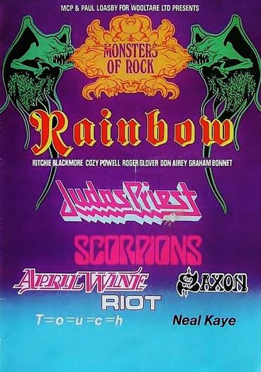 Rainbow Vintage Concert Poster The very 1st Monster Of Rock,Donington Park UK Aug..16th 1980 Replica