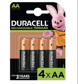 Duracell Rechargeable AA 4 Pack 1300mAh
