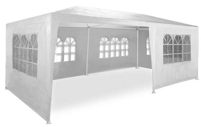3 x 6 m Gazebo  Party Garden Beer Tent Waterproof Marquee with 6 Side Panels, White