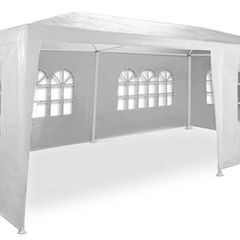 3 x 6 m Gazebo  Party Garden Beer Tent Waterproof Marquee with 6 Side Panels, White