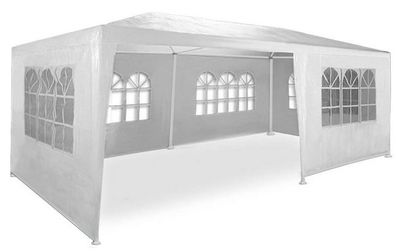 3 x 6 m Gazebo  Party Garden Beer Tent Waterproof Marquee with 6 Side Panels, White
