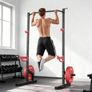 Power Cage Squat Rack, Multifunctional Power Rack Home Gym, Strength Training Workout Equipment with 4 Band Pegs, Adjustable J-Hooks & Safety Bars for Barbell Squat Bench Press Pull-Up Image 6