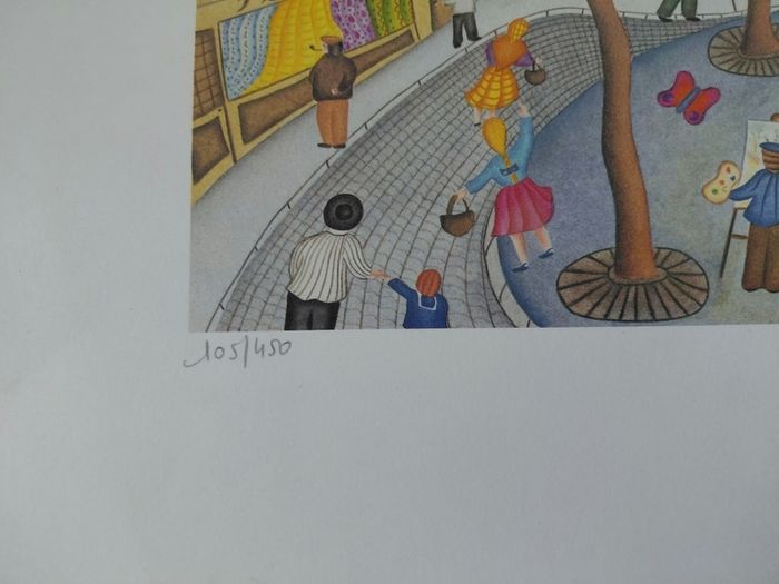 Limited edition lithograph The Village Festival by Valerie Hermant 105/450