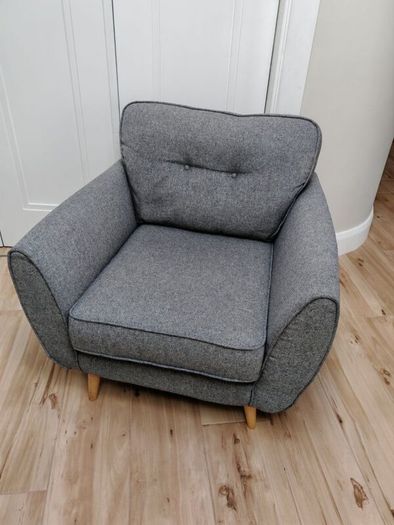 French Connection DFS Zinc Grey 4 seater couch and armchair set